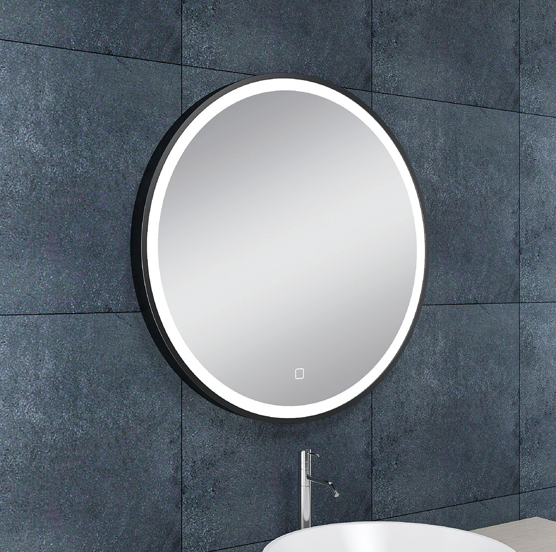 Eaumaro spiegel rond met LED, dimbaar en spiegelverwarming 60 cm mat zwart