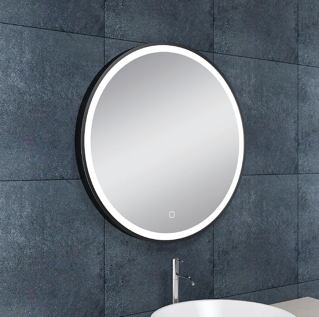 Eaumaro spiegel rond met led, dimbaar en spiegelverwarming 60 cm mat zwart