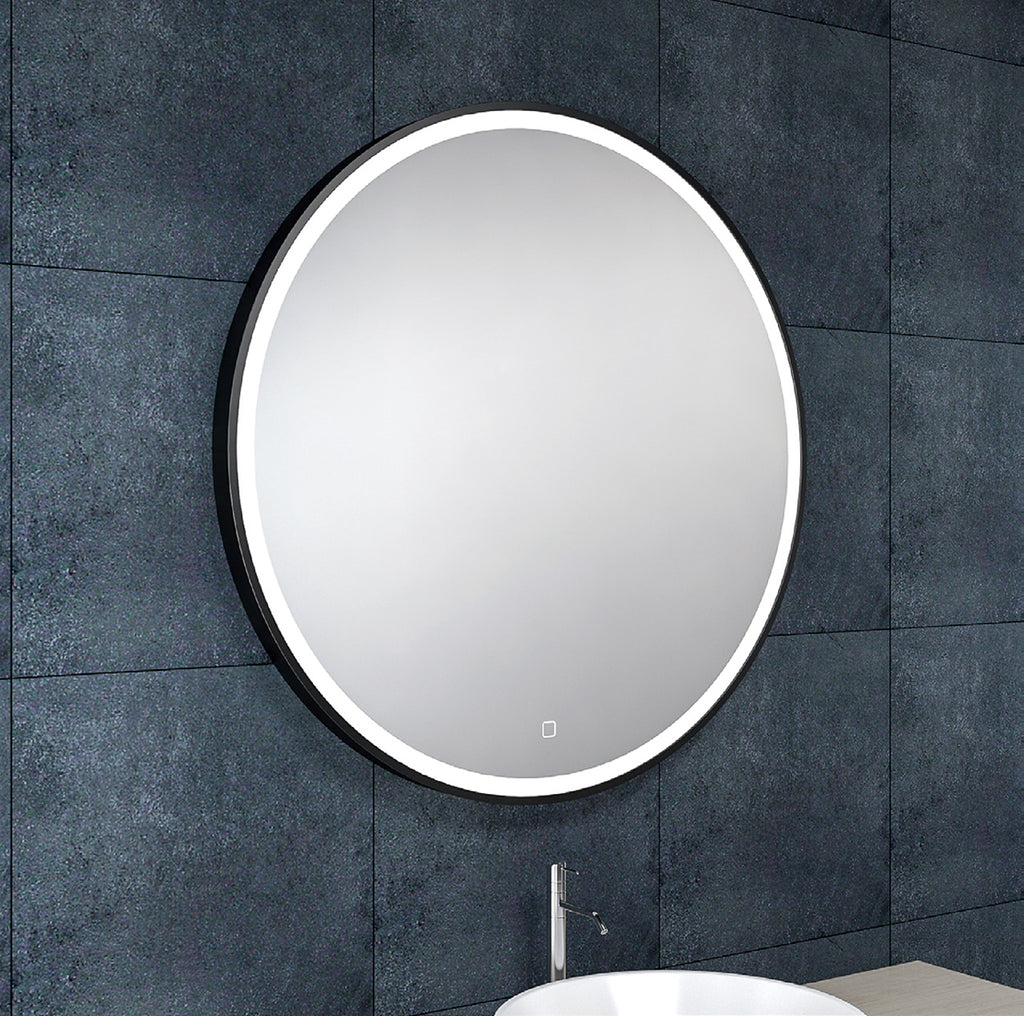 Eaumaro spiegel rond met led, dimbaar en spiegelverwarming 80 cm mat zwart
