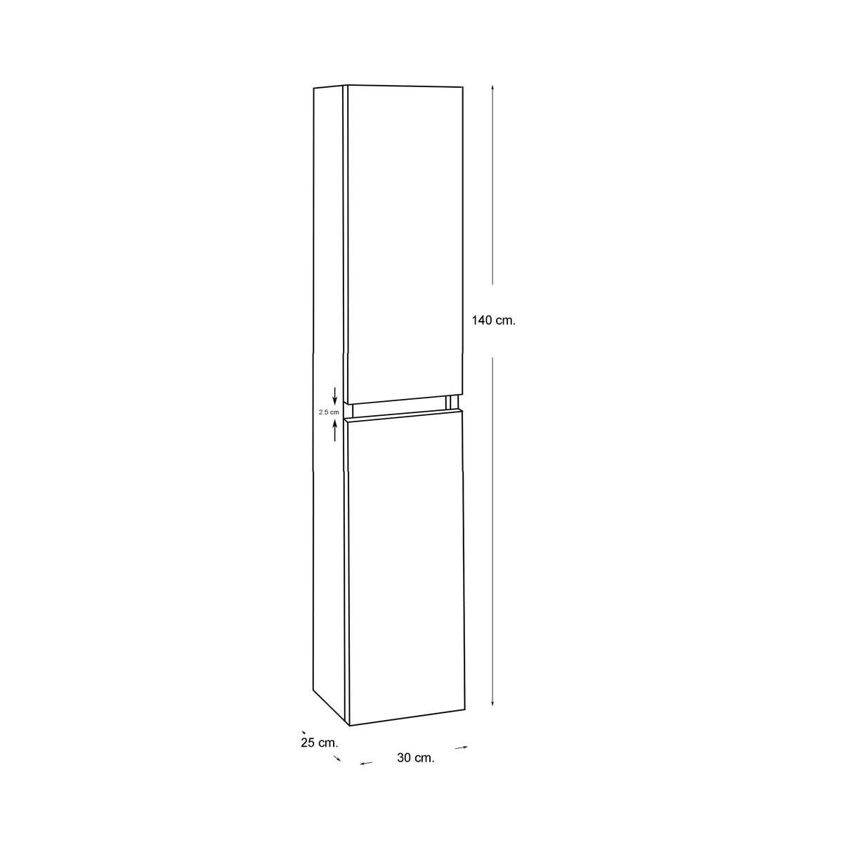 EausEPHIA kolomkast 140x30x25 mat wit