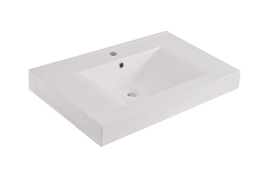 Eautigris wastafel enkel met 1 kraangat 60x46x8 cm kunstmarmer glans wit