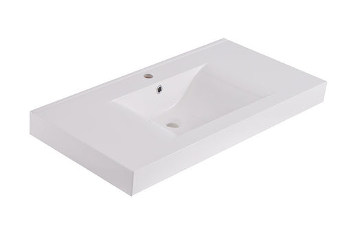 Eautigris wastafel enkel met 1 kraangat 100x46x8 cm kunstmarmer glans wit