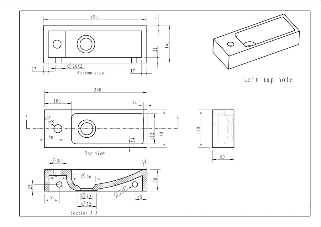 Eauraw fontein links 38x14x8 cm hardsteen gezoet