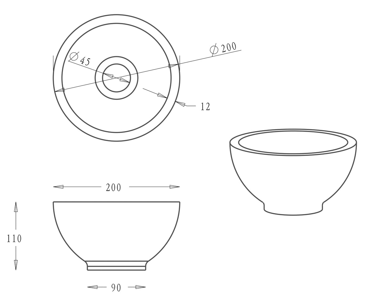 Eauraw waskom rond 20x11 cm hardsteen gezoet
