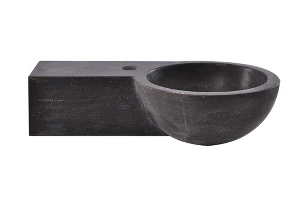 Eauraw fontein links rond 40x23x10 cm hardsteen gezoet