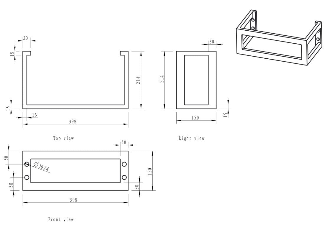 Eauframe voor fontein 400 x 150 x 220 mm RVS