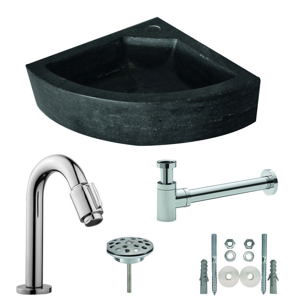 Eauone pack raw hoekfontein 30x30x10 cm hardsteen gezoet