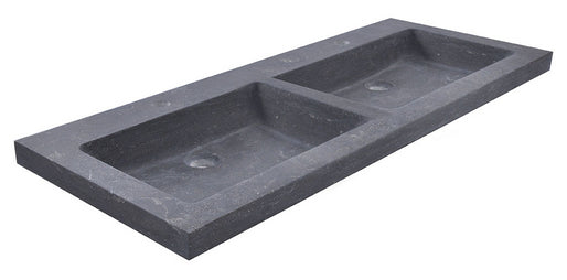 Eauraw wastafel dubbel met 2 kraangaten 120x46x5 cm hardsteen gezoet
