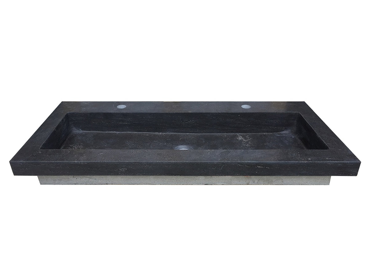 Eauraw wastafel enkel met 2 kraangaten 120x46x5 cm hardsteen gezoet