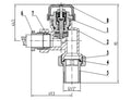 Eauthermostatisch ventiel zonder knop 1/2" axiaal met adaptor