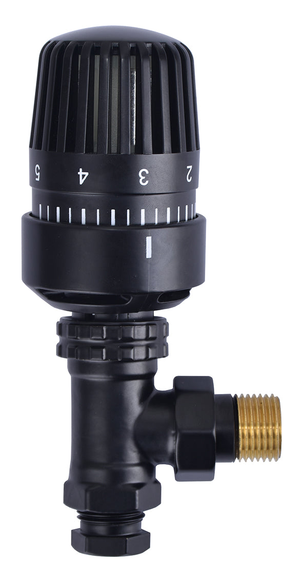 Eauthermostatische radiatorventiel 1/2''x15mm haaks mat-zwart