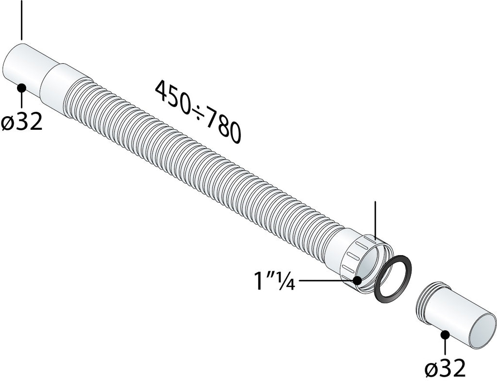 Eauflexibele buis Moduloflex 5/4''x32 mm lengte 45-78 cm