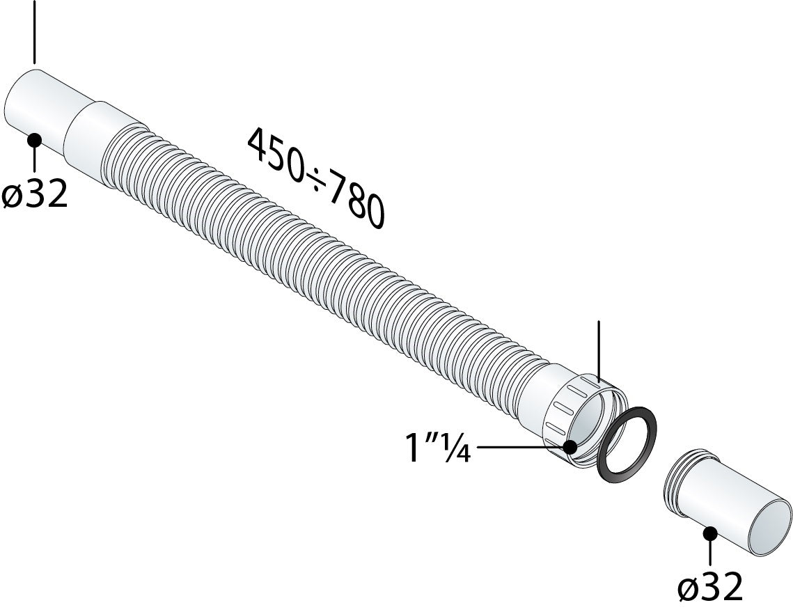 Eauflexibele buis Moduloflex 5/4''x32 mm lengte 45-78 cm