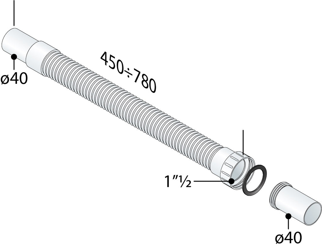 Eauflexibele buis Moduloflex 6/4''x40 mm lengte 45-78 cm