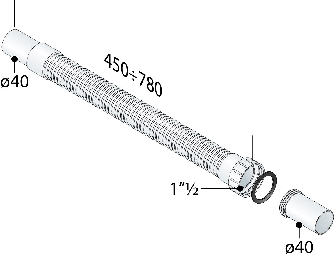 Eauflexibele buis Moduloflex 6/4''x40 mm lengte 45-78 cm