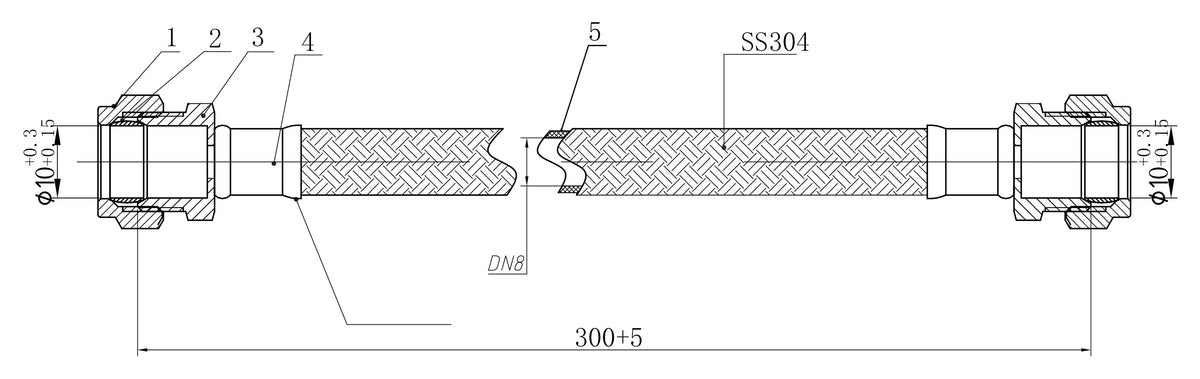 Eauflexibele aansluitslang Kiwa 10mm knel x 10mm knel 35 cm RVS