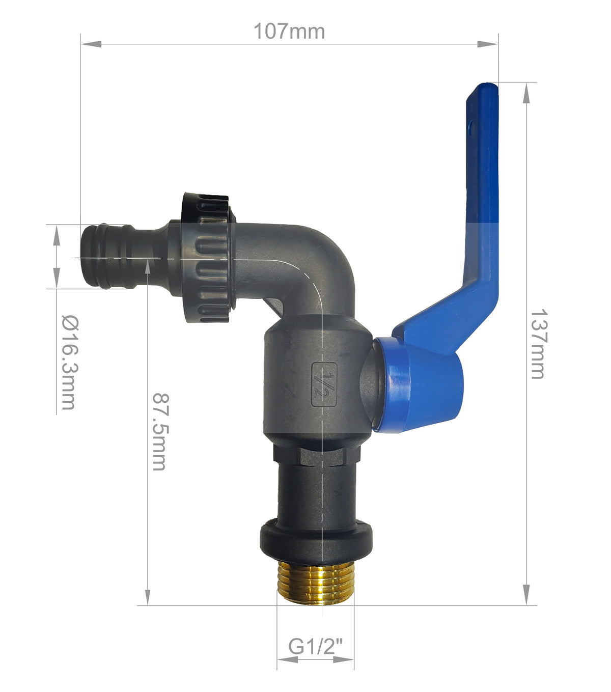 Eaubuitenkraan vorstbestendig 1/2" zwart