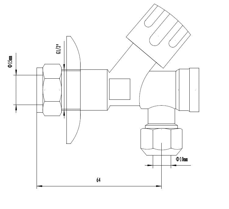 Eauhoekstopkraan met filter 1/2" of 15 mm x 3/8" of knel 10 mm chroom