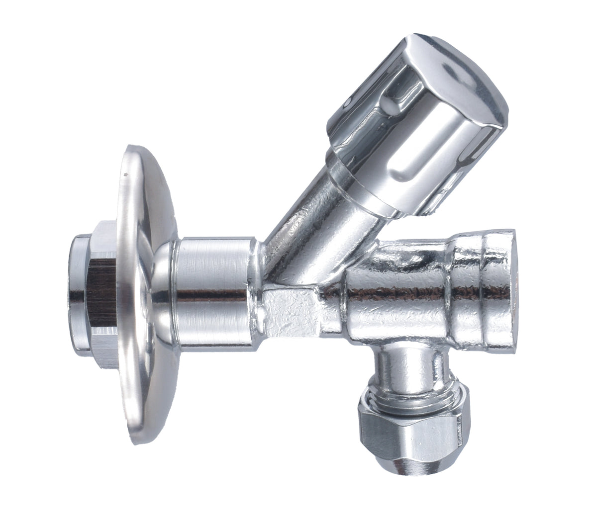 Eauhoekstopkraan met filter 1/2" of 15 mm x 3/8" of knel 10 mm chroom