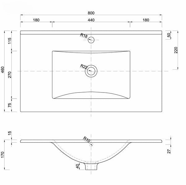 Eauarte Pack kitmeubel 80cm OK + LAV 2L + SP eiken Kendal