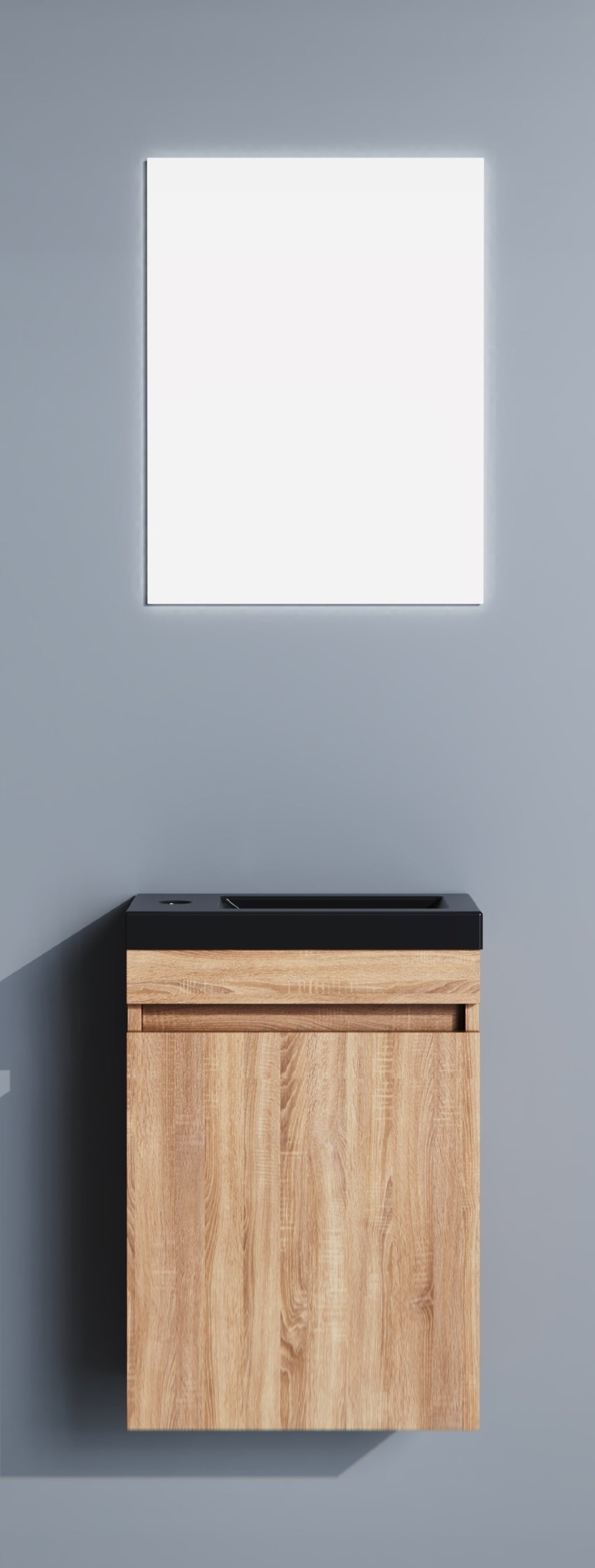 Eaulisboa toiletmeubel (onderkast/wastafel/spiegel) - wit eiken
