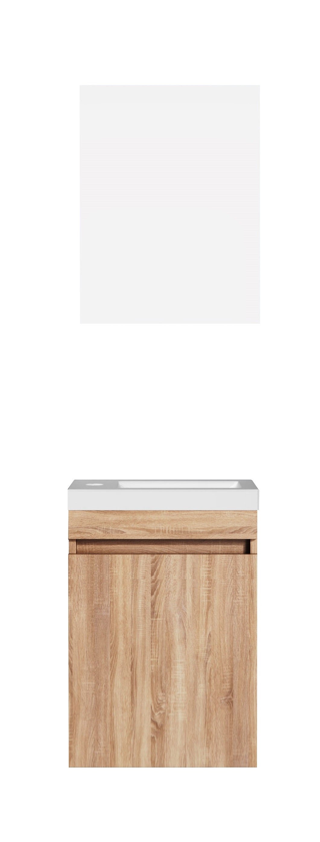 Eauporto toiletmeubel (onderkast/wastafel/spiegel) - wit eiken