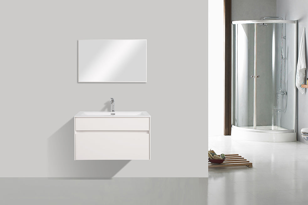 Eauroma onderkast + wastafel + spiegel 80 cm wit/wit