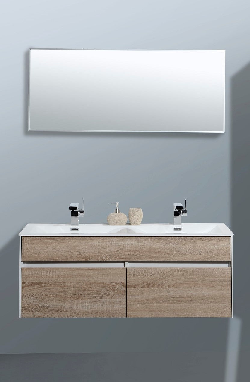 Eauroma onderkast + wastafel + spiegel 120 cm wit/wit eiken