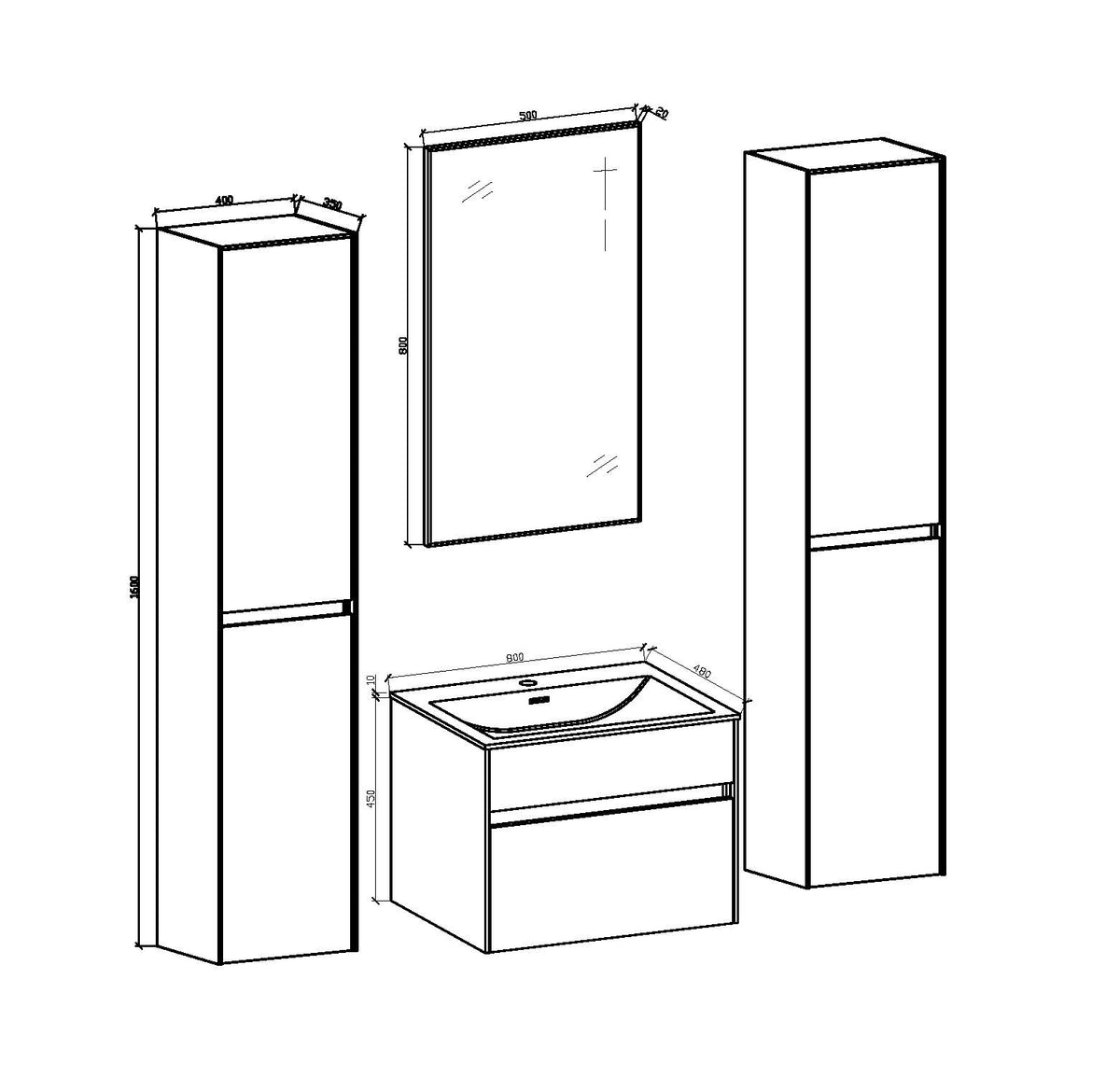 Eauroma onderkast 80 cm wit/wit