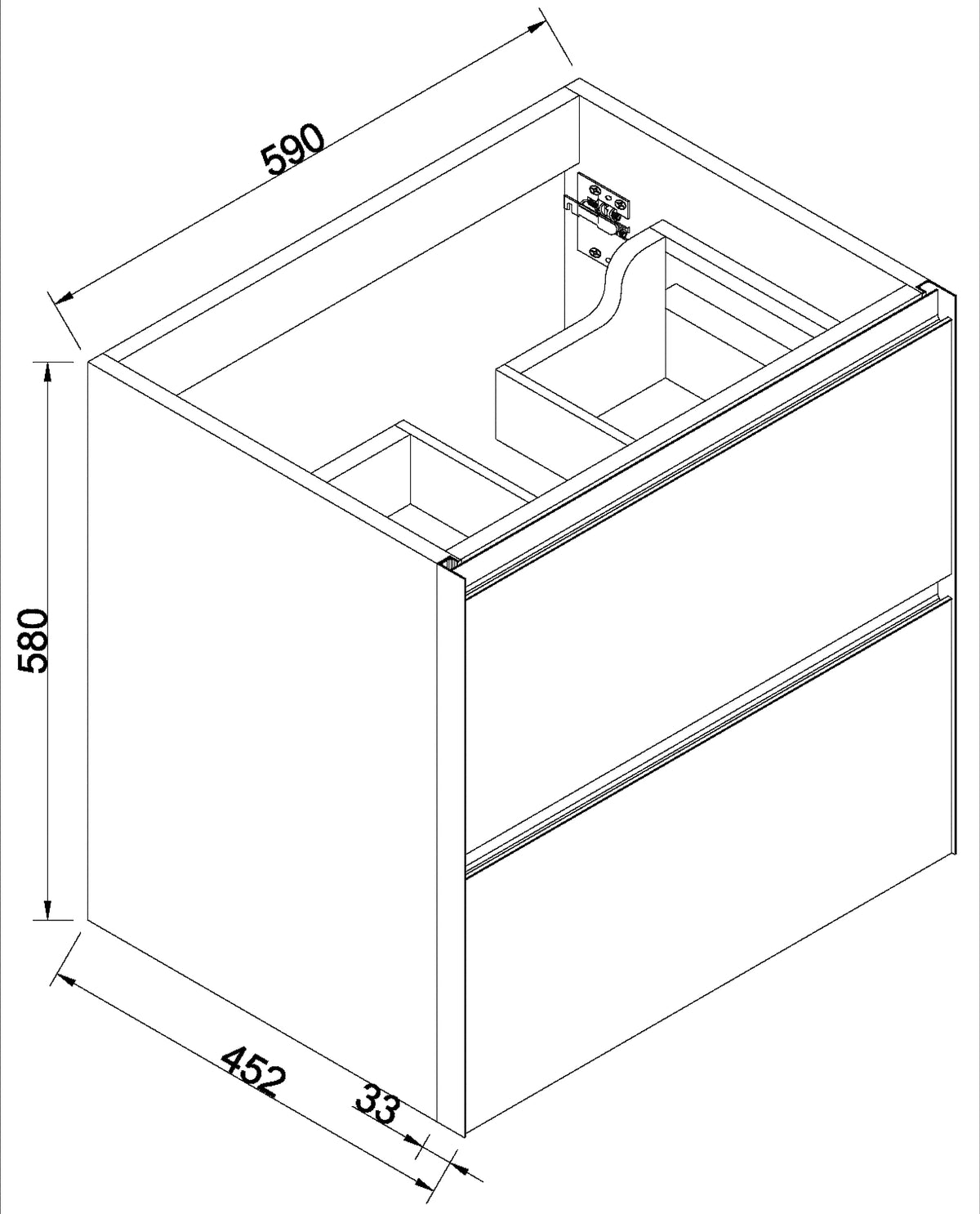 Eausevilla onderkast 100 cm hoogglans wit