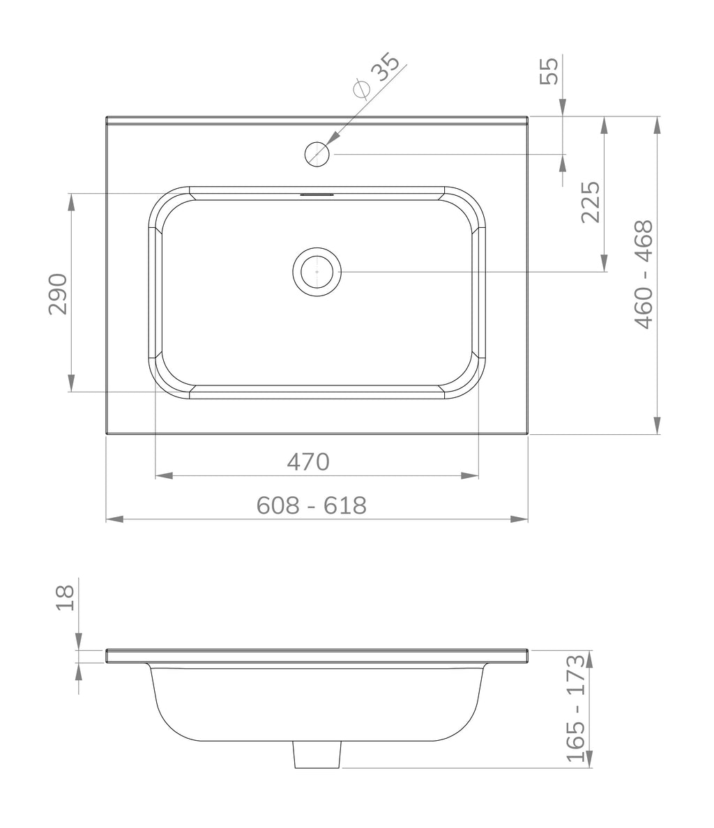 Eaurio wastafel 60 cm wit