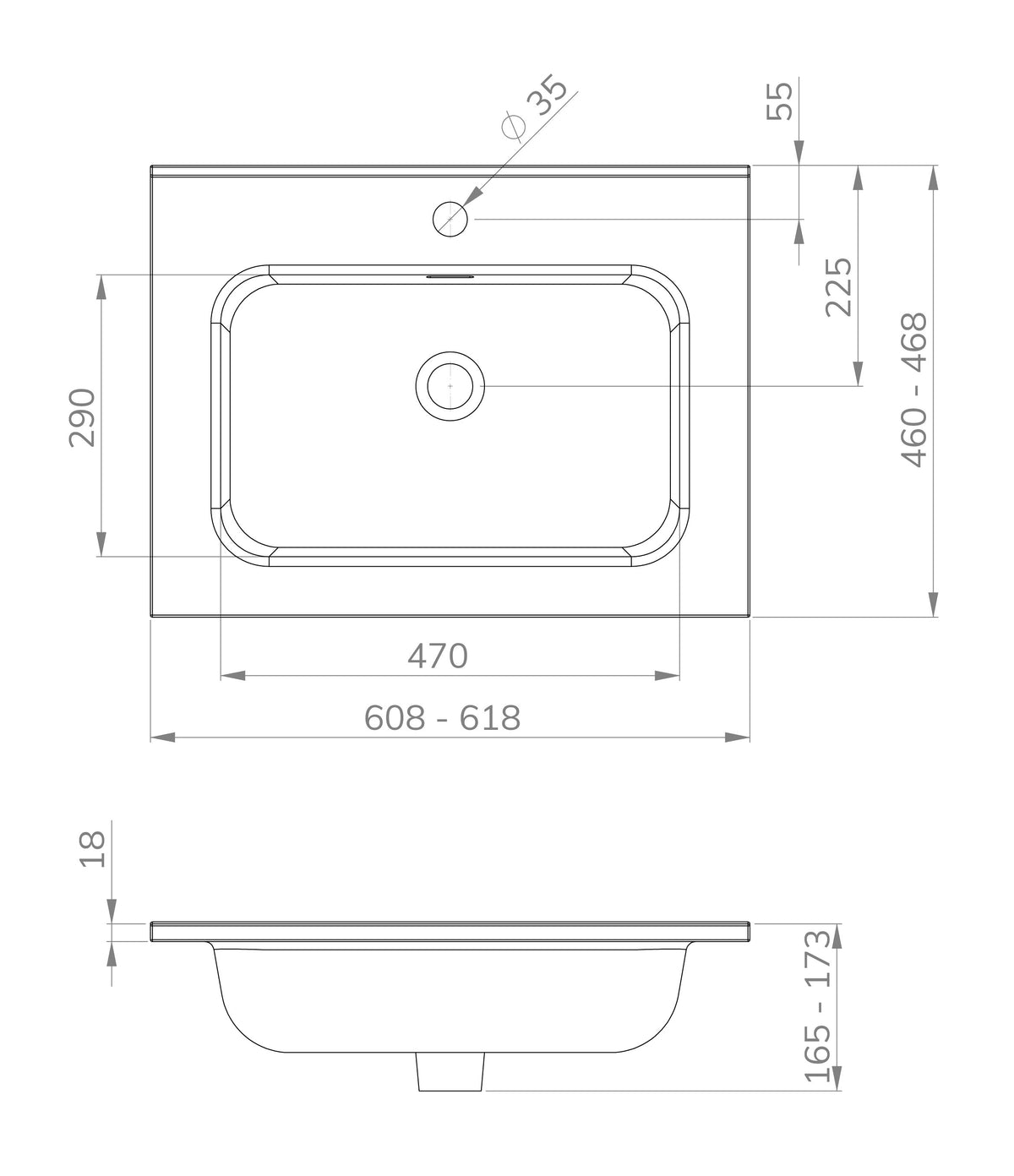 Eaurio wastafel 60 cm wit