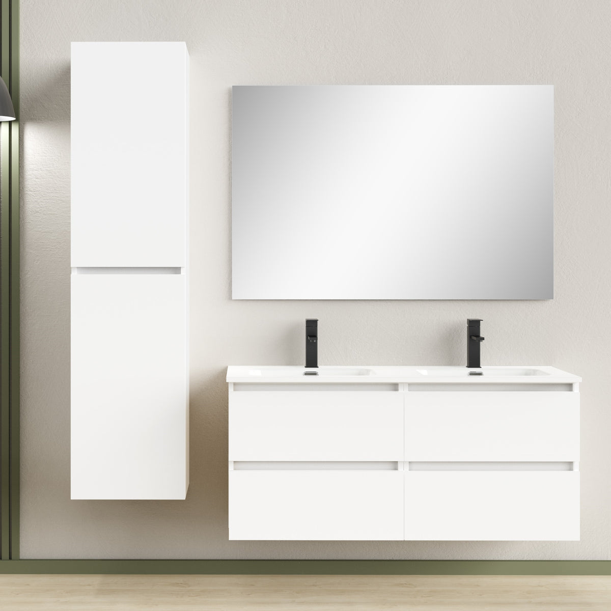 Eaurio onderkast + wastafel + spiegel 120 cm wit