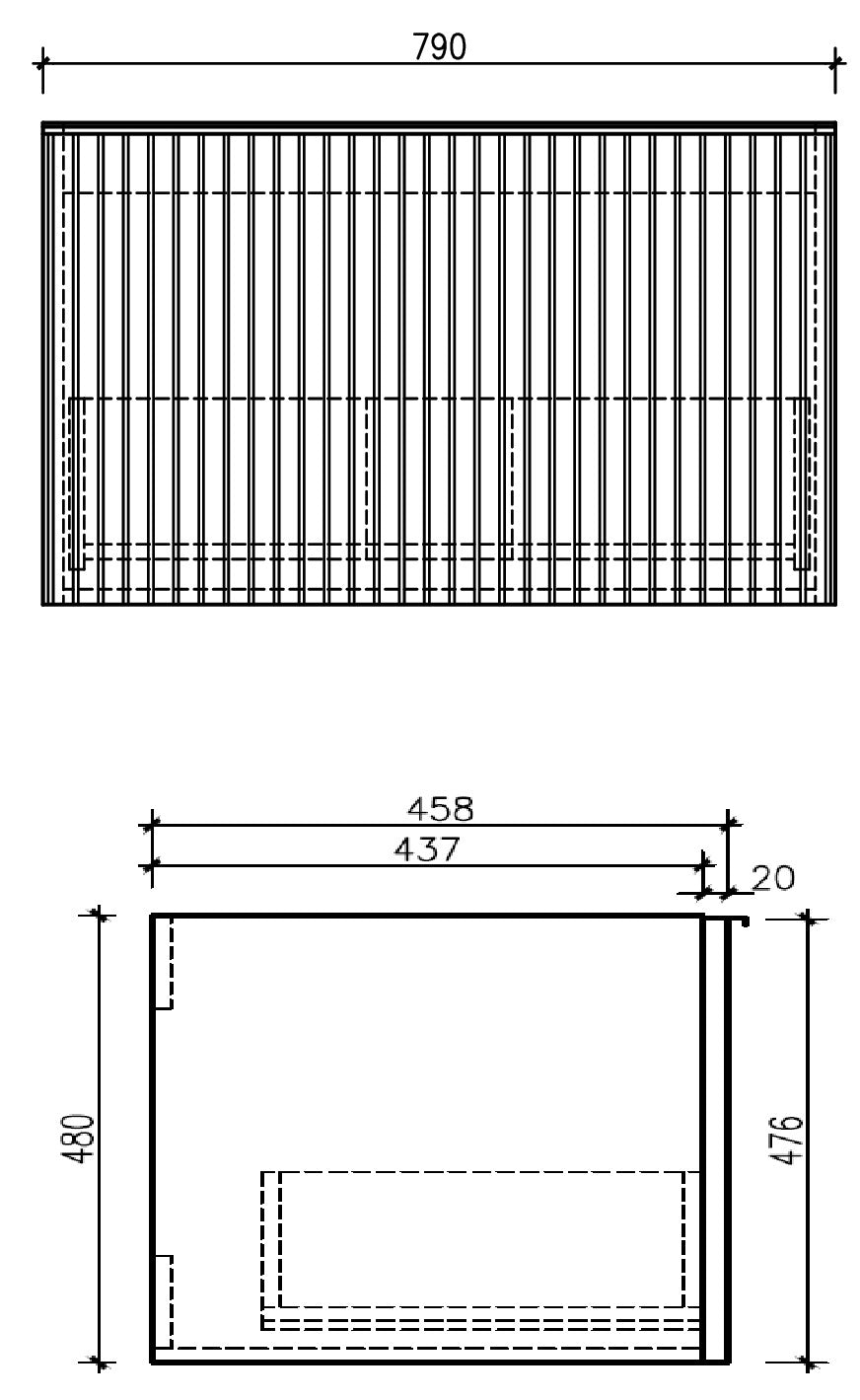 Eaubrunella onderkast + wastafel zwart + spiegel 80 cm - eiken