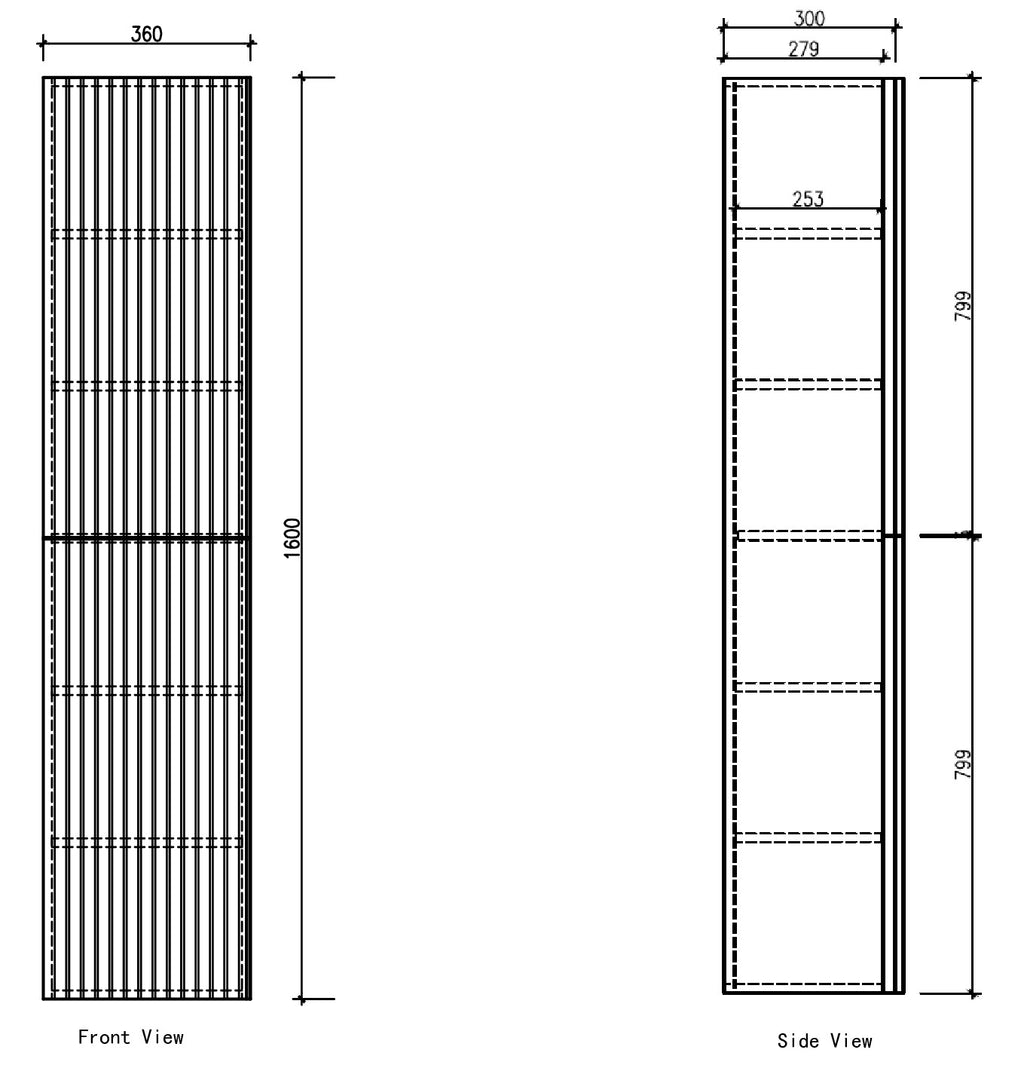 Eaubrunella kolomkast 160cm omkeerbaar eiken