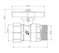Eaukogelstopkraan met vlindergreep 3/4" bi x 3/4" bu