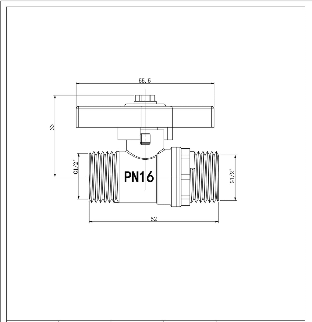 Eaukogelstopkraan met vlindergreep draad 1/2"M