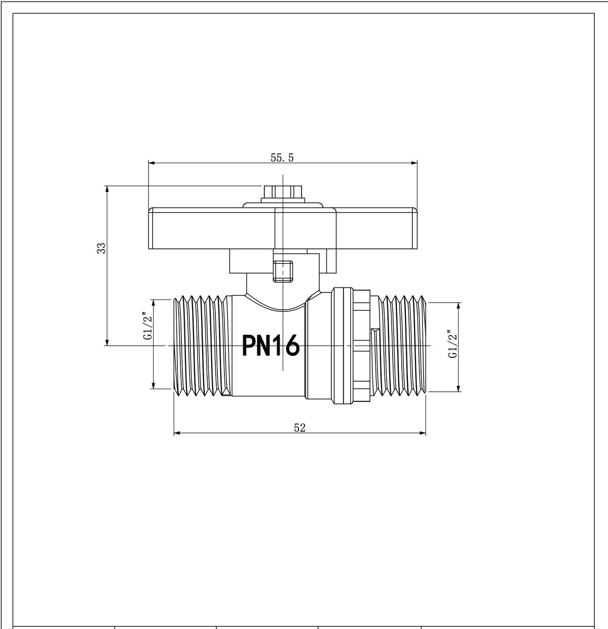 Eaukogelstopkraan met vlindergreep draad 1/2"M