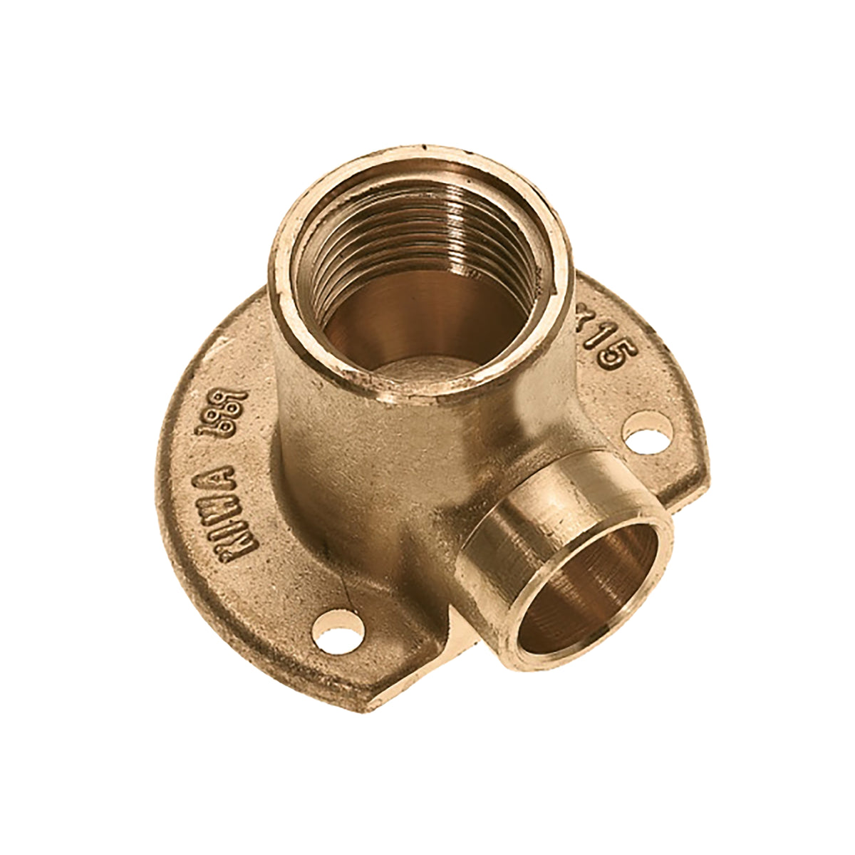 Eausoldeerfitting muurplaat laag messing Kiwa 1/2" bi x 12 mm