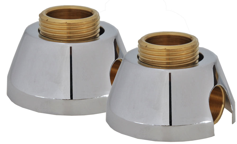 Eaumuurplaatkoppeling 1/2" x 12 mm met rozetten 2 stuks chroom
