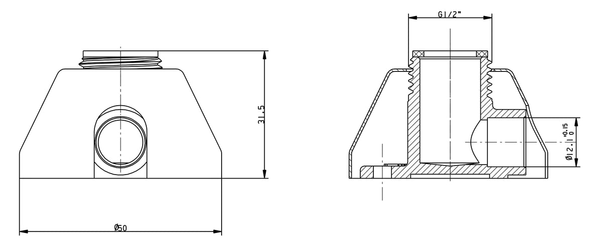 Eaumuurplaatkoppeling 1/2" x 12 mm met rozetten 2 stuks chroom