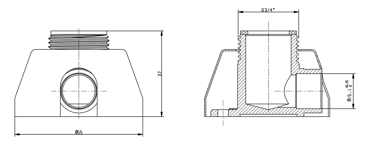 Eaumuurplaatkoppeling 3/4" x 15 mm met rozetten 2 stuks chroom