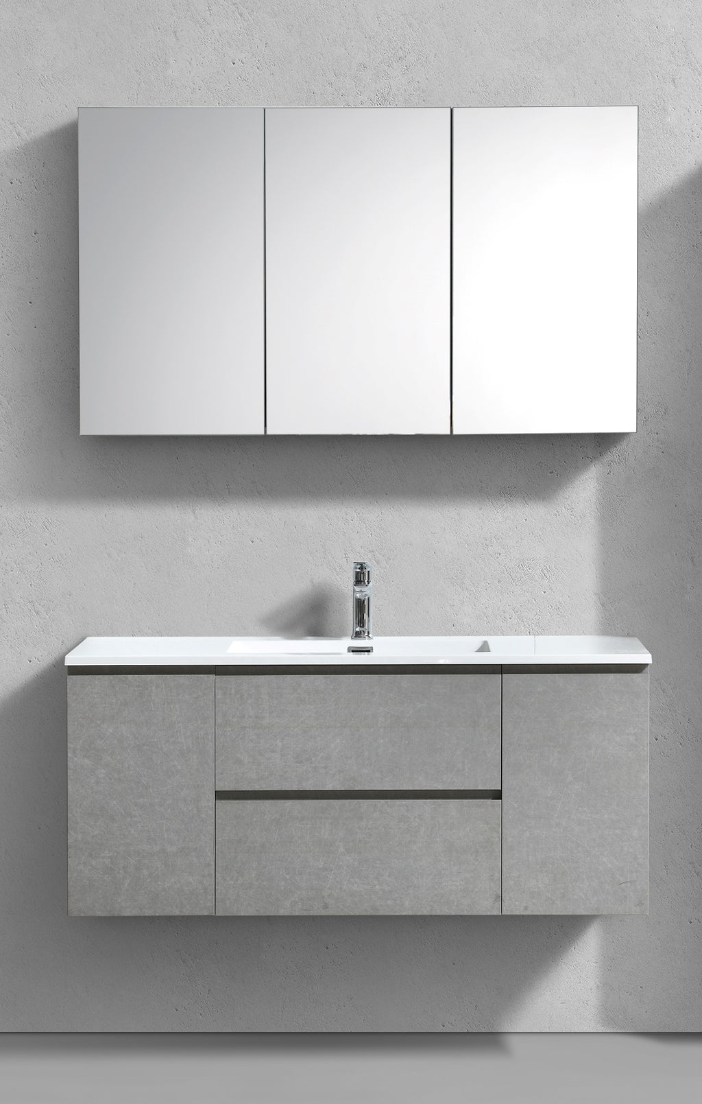 Eau600660 GENUA ONDERKAST + WASTAFEL + SPIEGELKAST 120 CM BETONLOOK