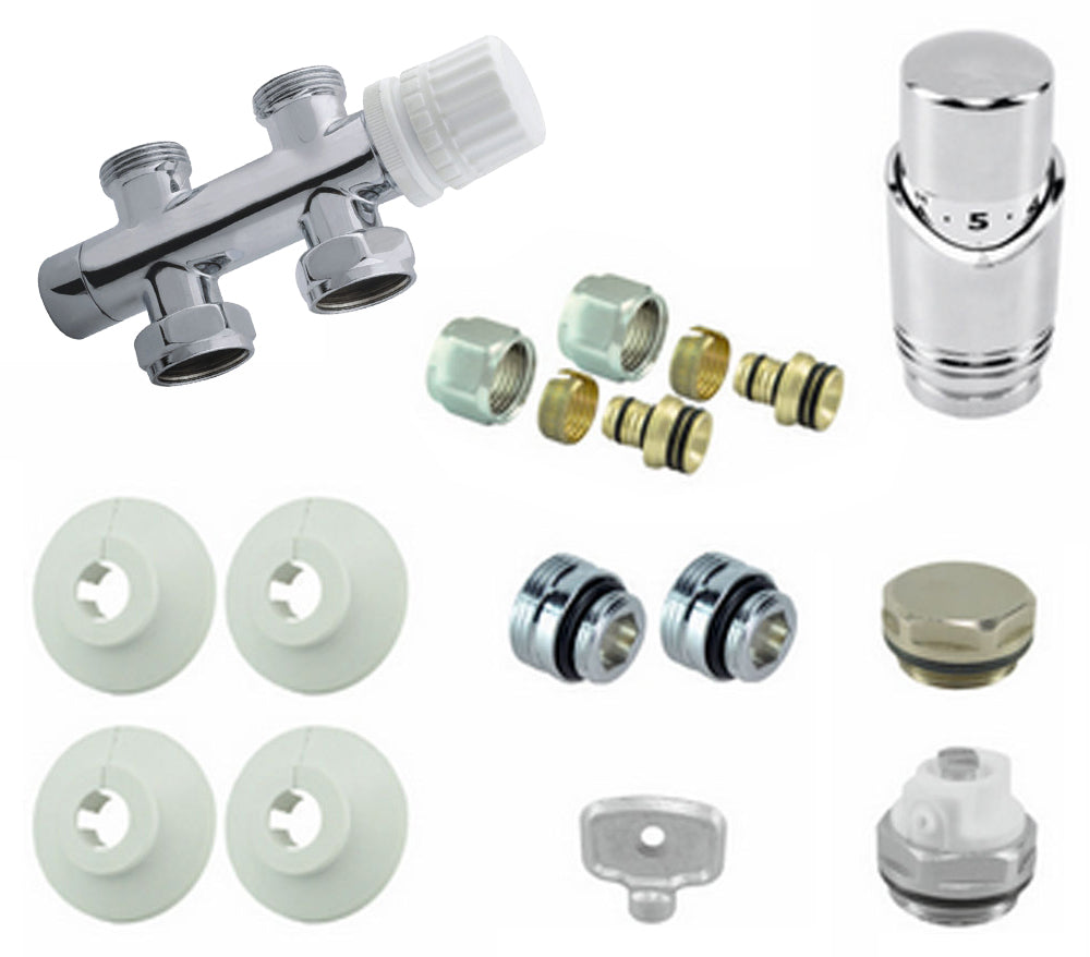 Eauriko onderblok set recht compleet 16 x 2,0 chroom