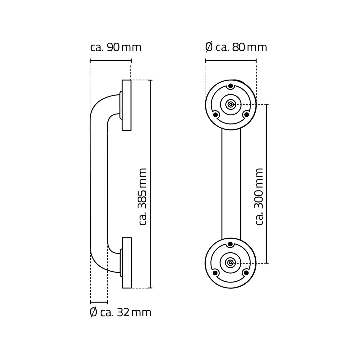 Eaubadgreep 30 cm zwart (aluminium)