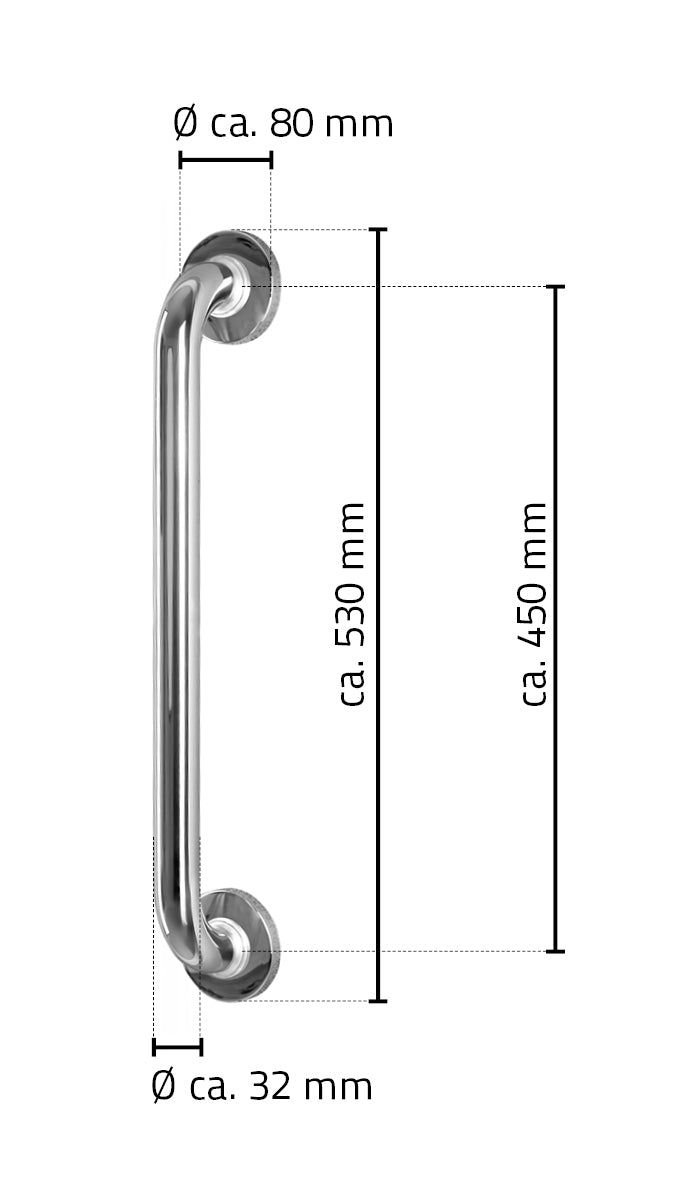 Eaubadgreep 45 cm chr (rvs)