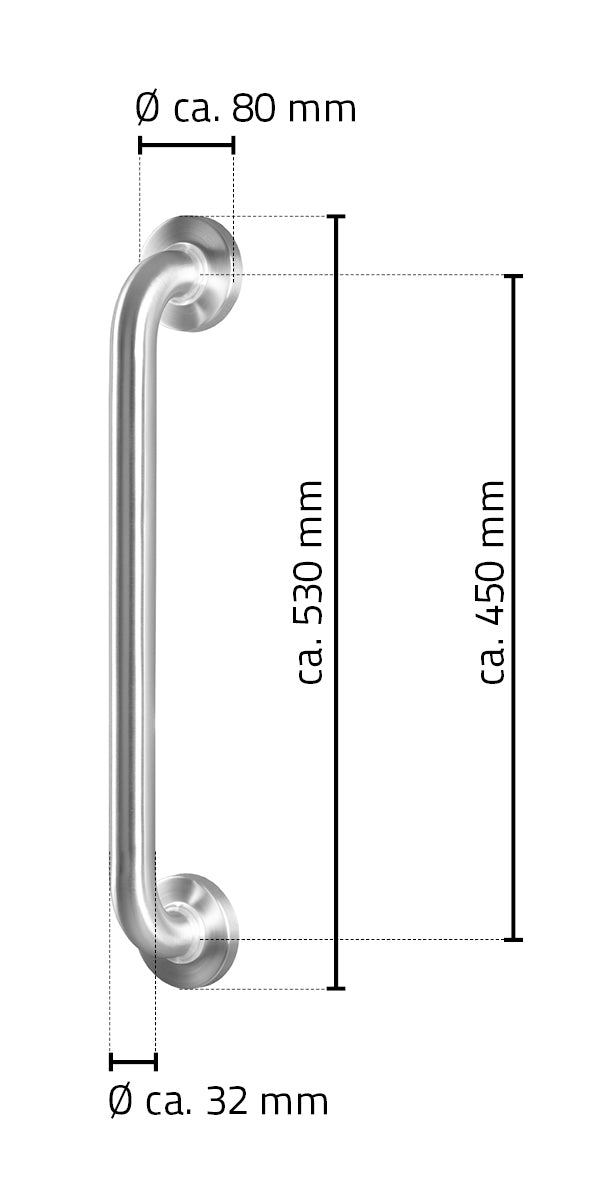 Eaubadgreep 45 cm mat (rvs)