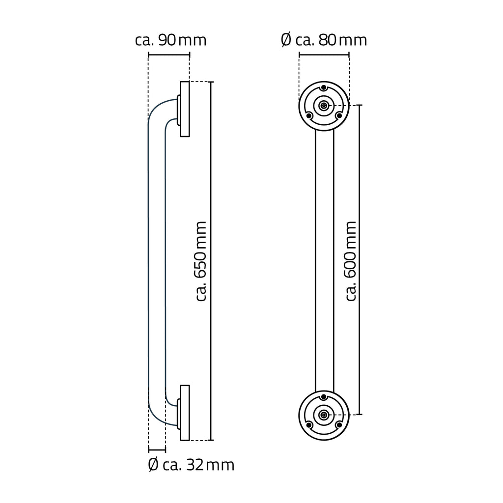 Eaubadgreep 60 cm wit (aluminium)