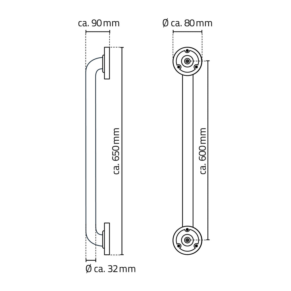 Eaubadgreep 60 cm zwart (aluminium)