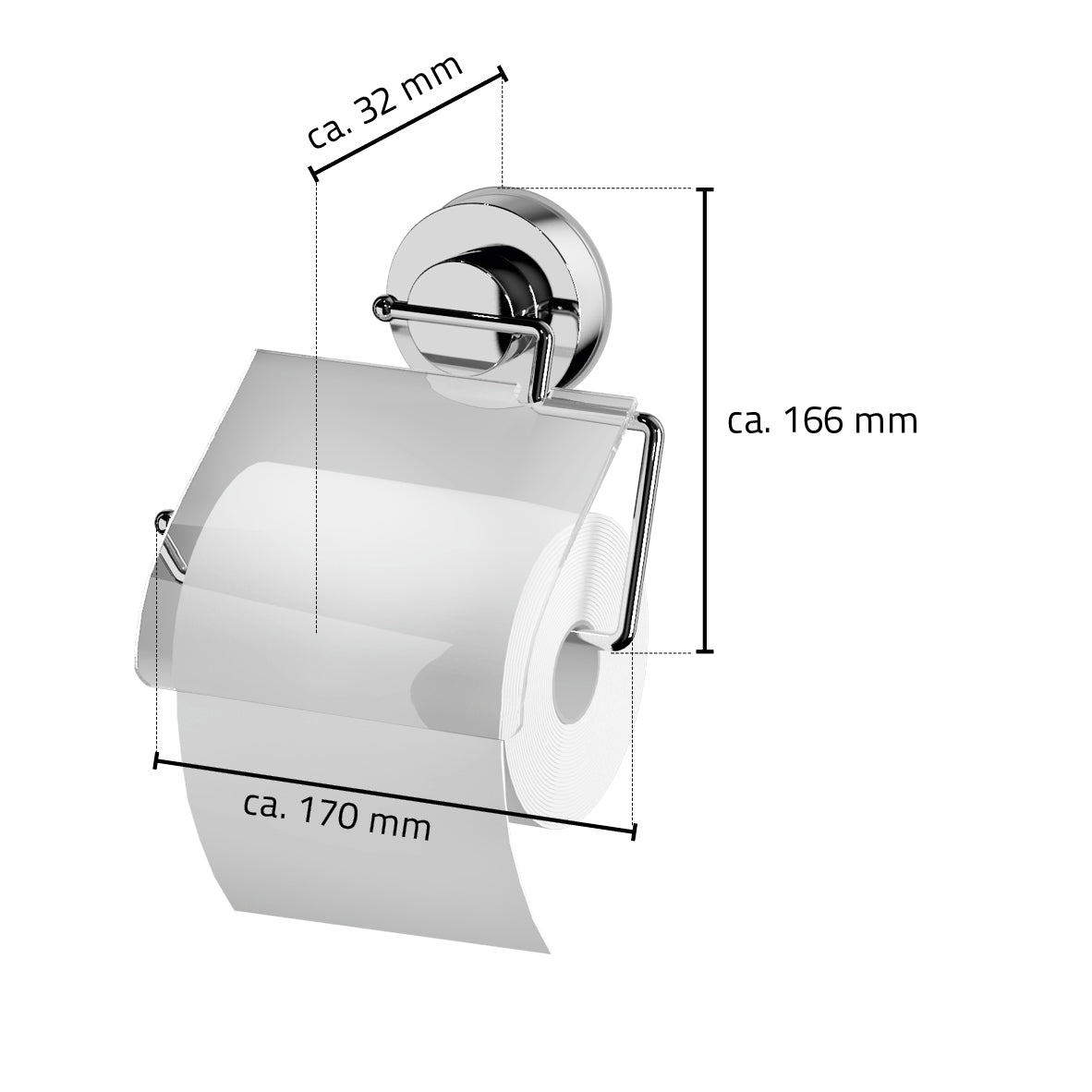 Eautoiletrolhouder  165 x 165 x 34 mm chroom